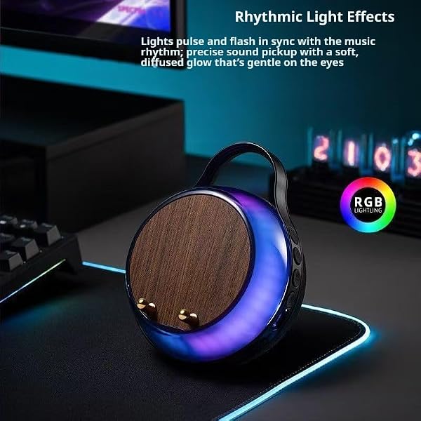NOEMOCY Induction Speaker with Phone Stand 4 in 1 Wireless Bluetooth Audio Black | Phone Speakers Amplifie for iPhone and Android Rechargeable Colorful Light. Birthday Gift for Men Women and Teens - 5