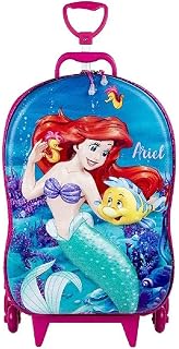 Mochila Rodinha Infantil Pequena Sereia Princesa Disney Maxtoy