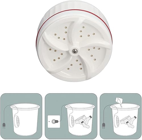 Miniatura 3 de Lavadora portátil con mini impulsor, lavadora plegable para caravana y viajes, para acampar y senderismo, ciclo de 30 minutos