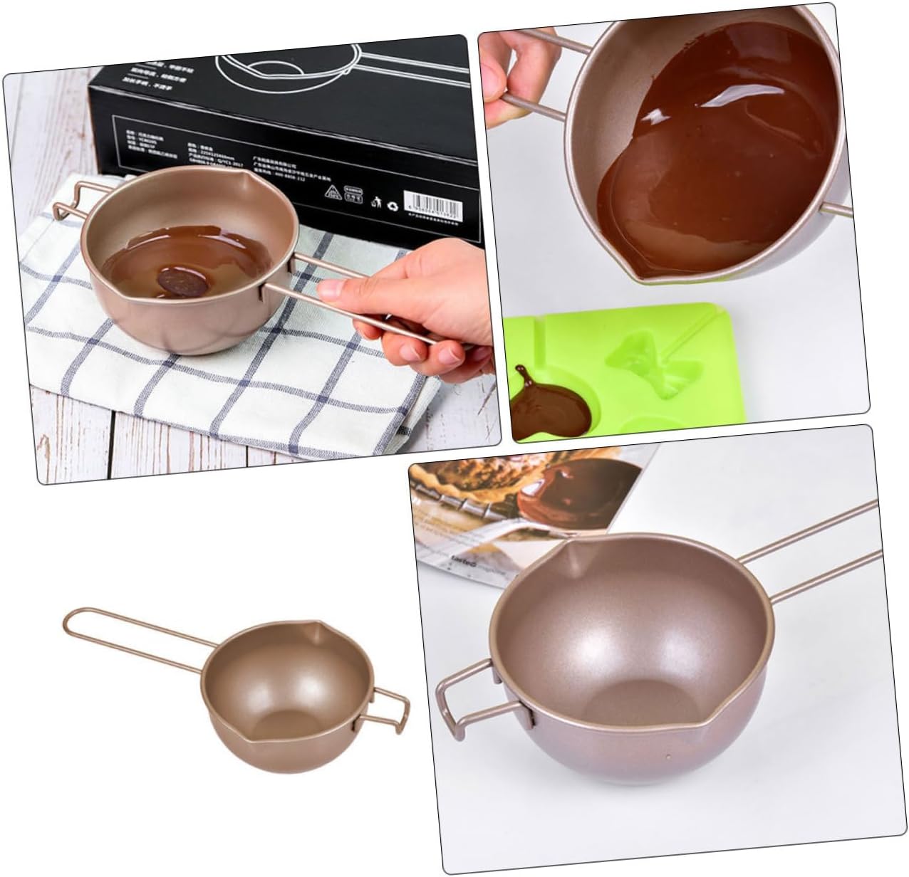Carbon Steel Chocolate Melting Pot with Heat Insulated Handle