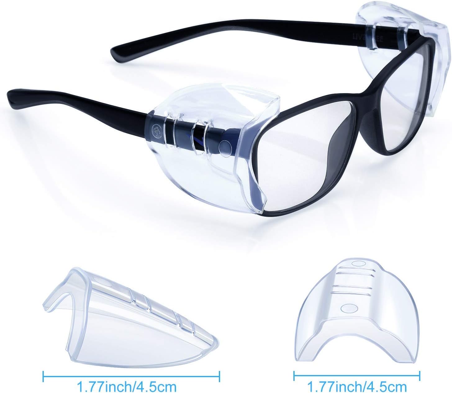 50 Pairs Safety Glasses Side Shields Large, Slip on Side Shields, Fits Small to Medium Eyeglasses Frames Clear