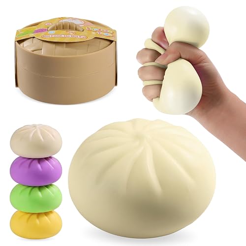 Squishy Dumpling Sensory Toys Mystery Dumpling Squishy Stress Relief Fidget Easter Gifts for Kids & Adults Anxiety Relief Squeeze Toy for Boys and Girls Easter Basket Stuffers for Teens(White)