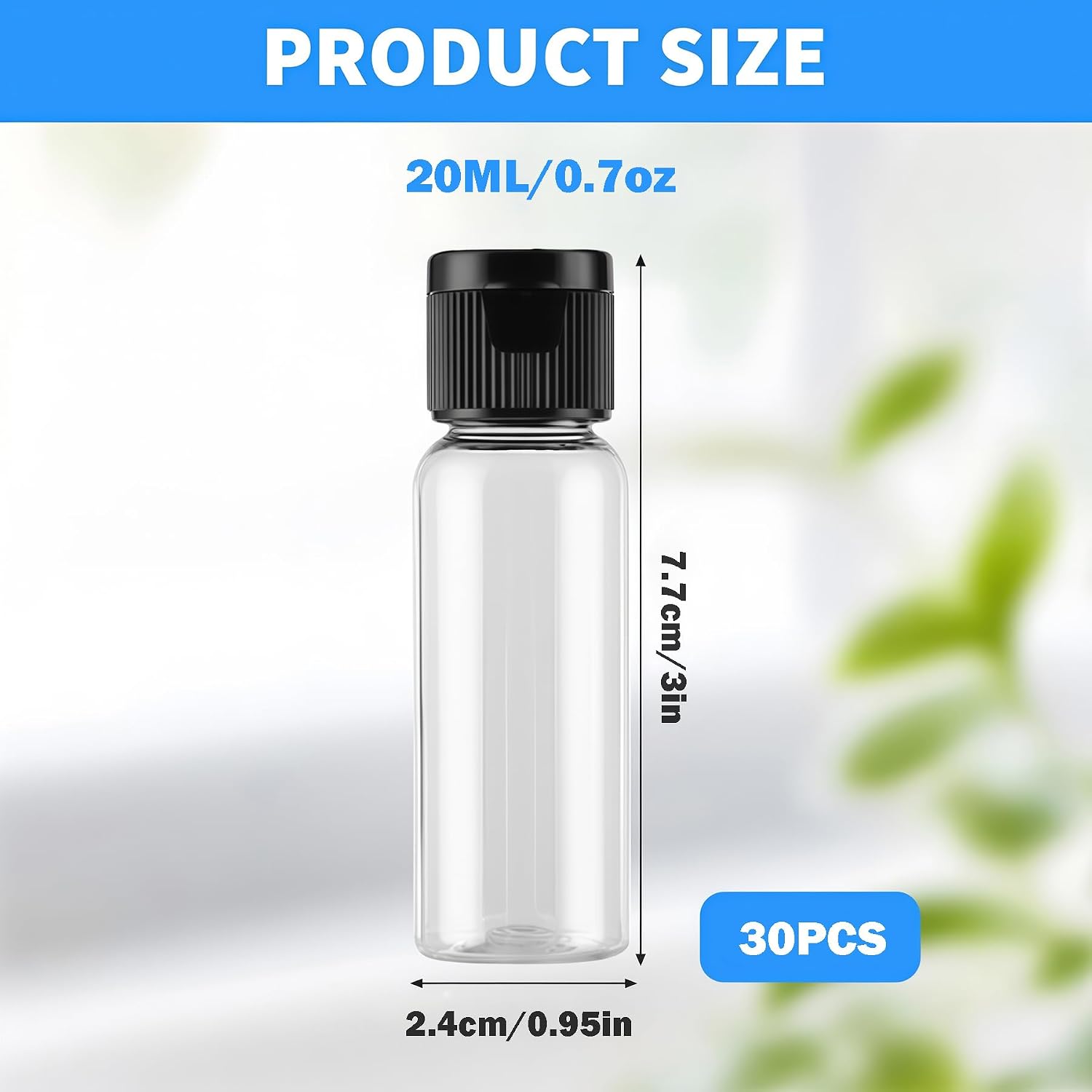 30Pack 0.7 oz Plastic Empty Travel Bottle with Flip Cap Sample Cosmetic Containers Jar for Lotions Shampoos and Massage Oils(Clear) image 2