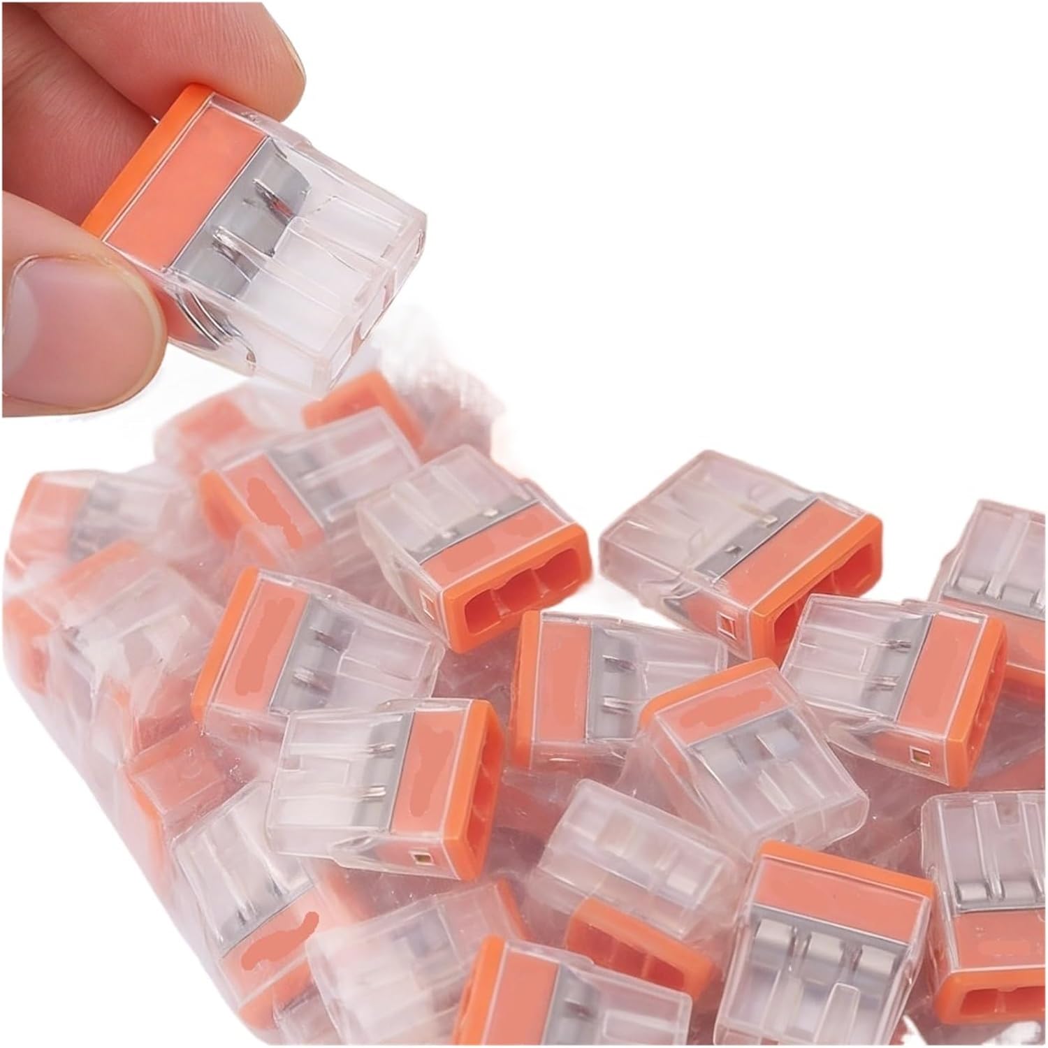 1 In 2 Out Wire Connector Terminal Block Electrical Cable Splitter Compact Splicing Conductor 24A 450V For Hard Wire 0.5-2.5mm²(100pcs(for Hard Wire)