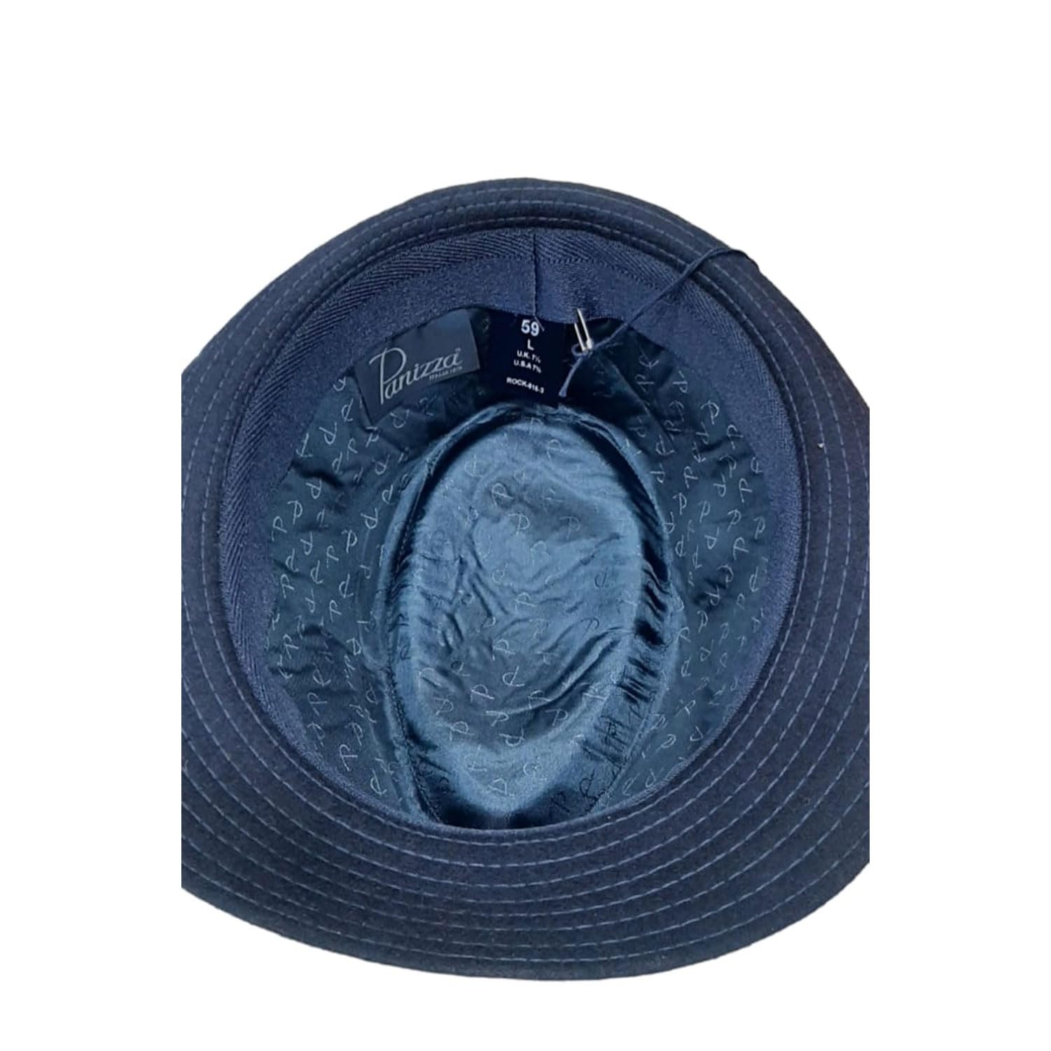 Panizza Cappello Uomo Invernale Rock Trilby Blu Navy Feltro in Lana Falda Stretta Teflon Tesa Corta