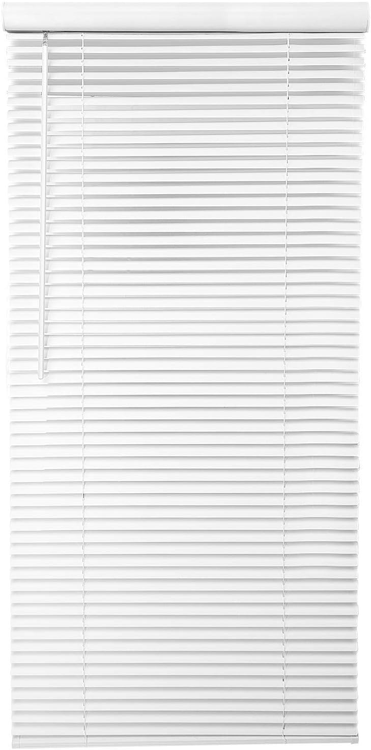 Biltek 50" W x 64" H Cordless Window Blinds 1" Slat PVC Vinyl Venetian Horizontal Privacy Shade Sunray Protection White
