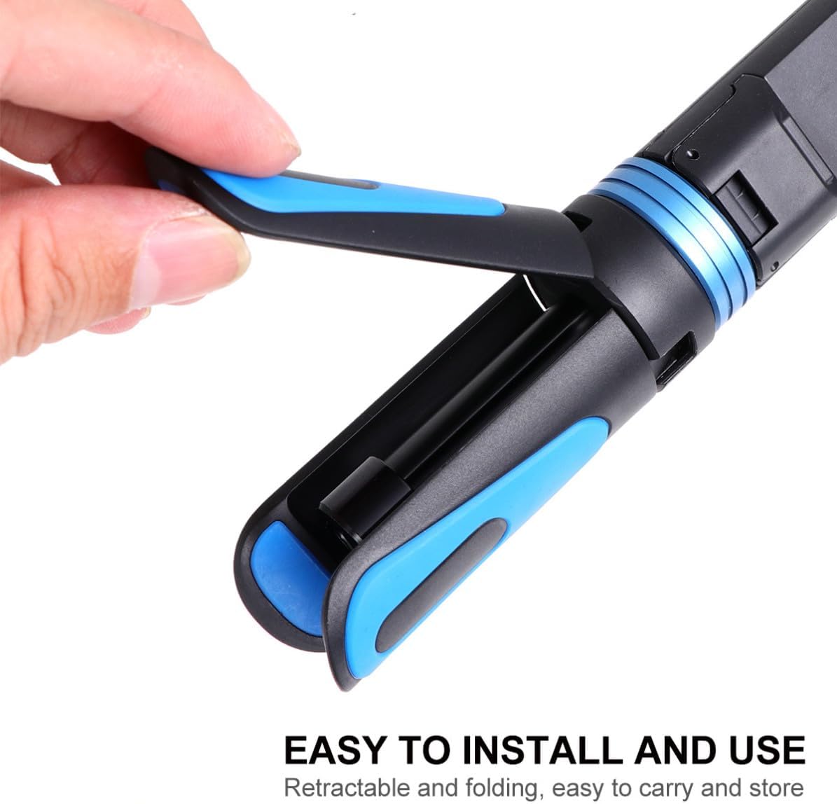 Portable Retractable Mini Phone Tripod Stand with Universal Adjustment, Lightweight Plastic and Alloy Selfie Stick for Live Streaming and Handheld Photos, Blue