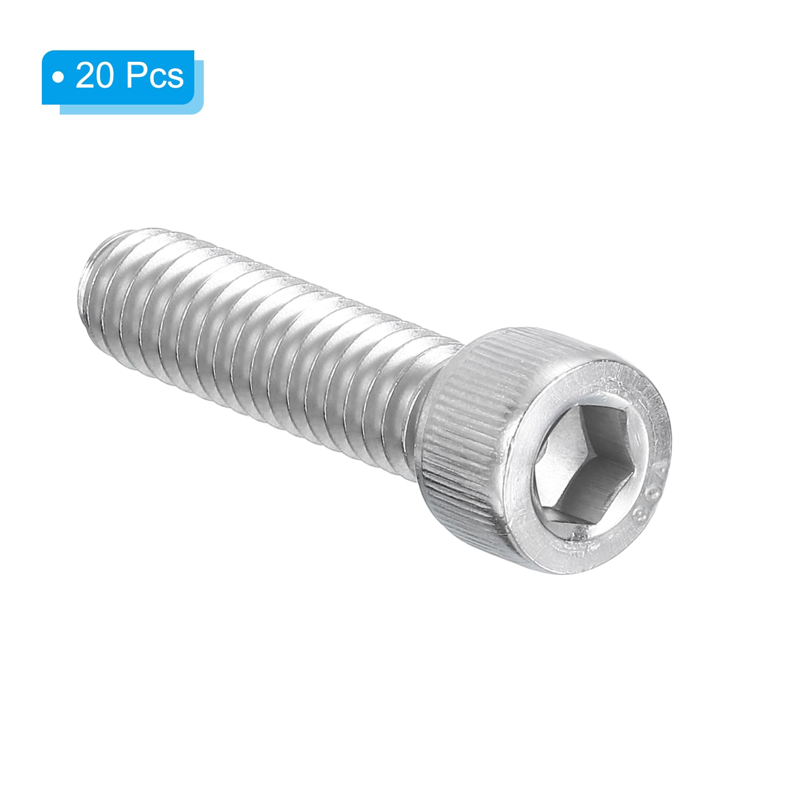 PATIKIL 1/4-20 x 1" Hex Socket Cap Head Screw Bolt, 20Pcs 304 Stainless Steel 18-8 - Image 3