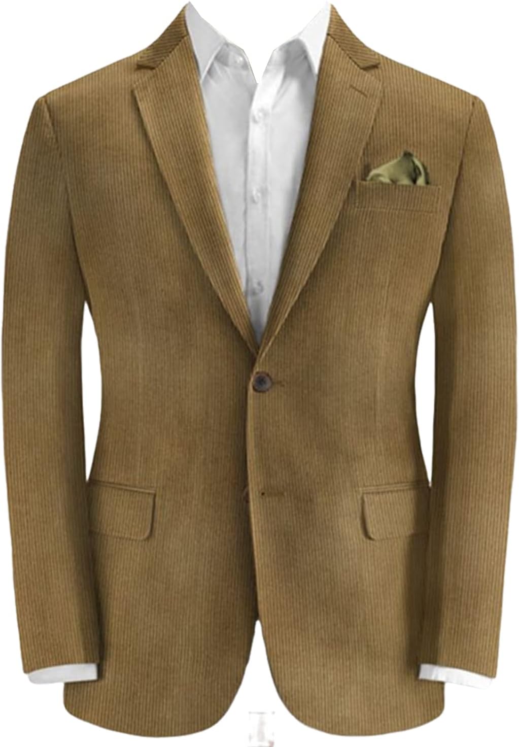 Men's Classic Fit Corduroy Blazer Two Buttons for Formal Groom Coat