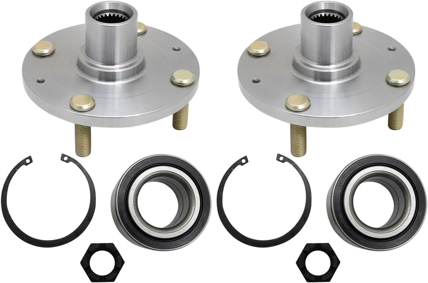 TRQ 2 Piece Front Wheel Bearing & Hub Kit Set with ABS Sensor Compatible with 2004-2009 Kia Spectra 2005-2009 Spectra5