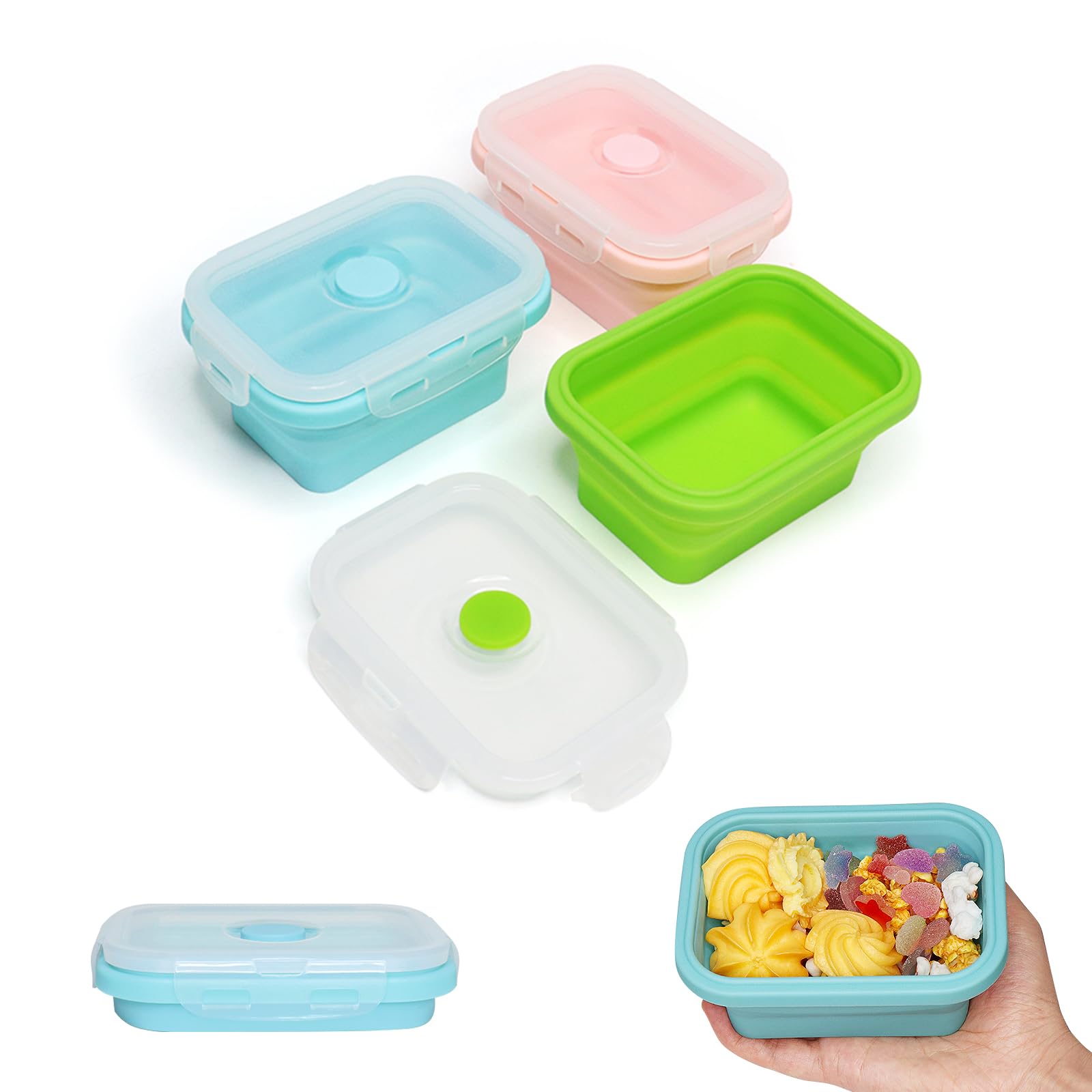 Alimat PluS Silicone Collapsible Food Storage Containers With Lids 3PCS, 350ml Collapsible Bowls with Lids, 12.32oz Collapsible Bowls for Outdoor and Kitchen