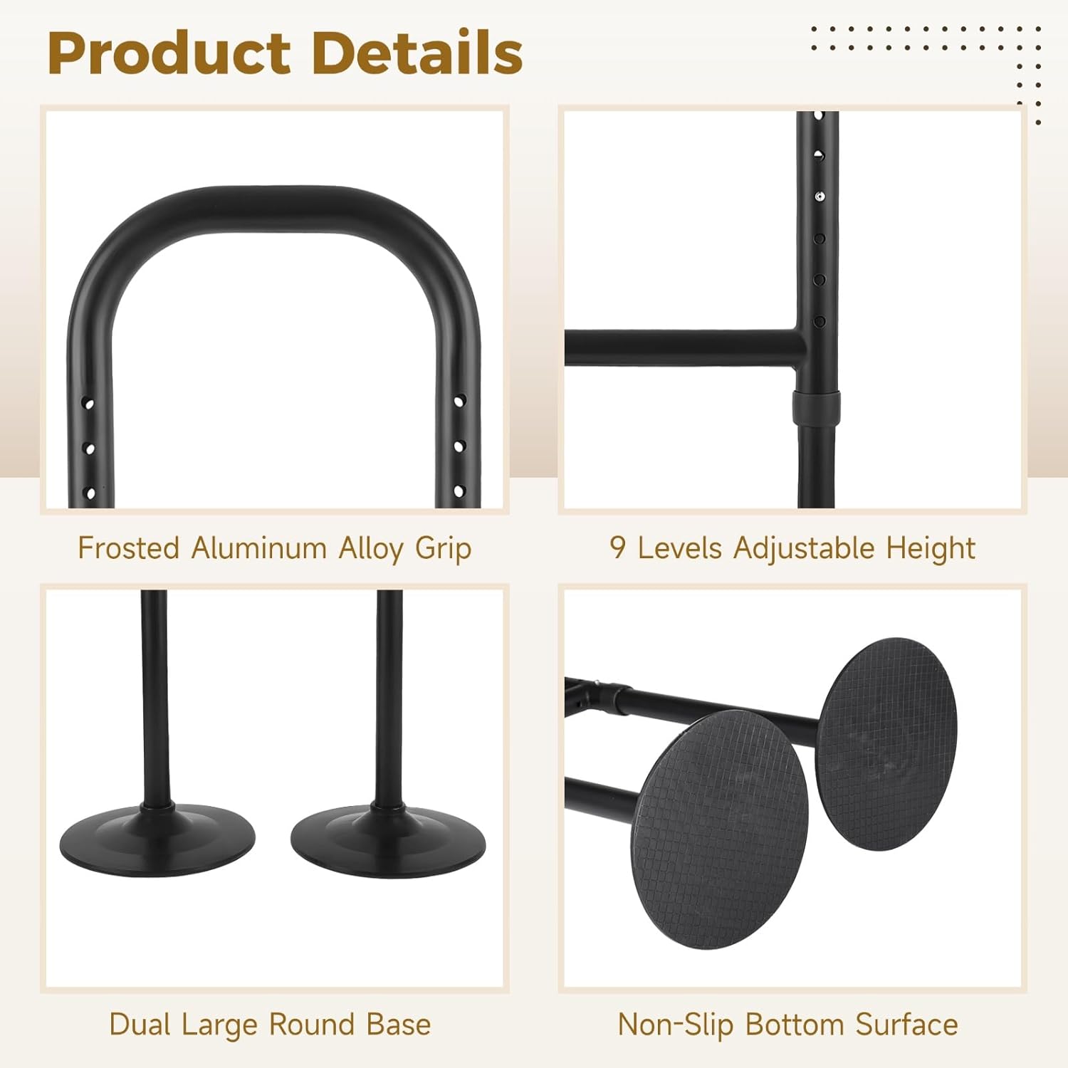 Dual Base Standing Assist Device, 9 Levels Height Adjustable Stand Assist Aid for Elderly, Portable Lightweight Aluminum Alloy Standing Tool, Mobility Aid for Old People, Pregnant, Patients