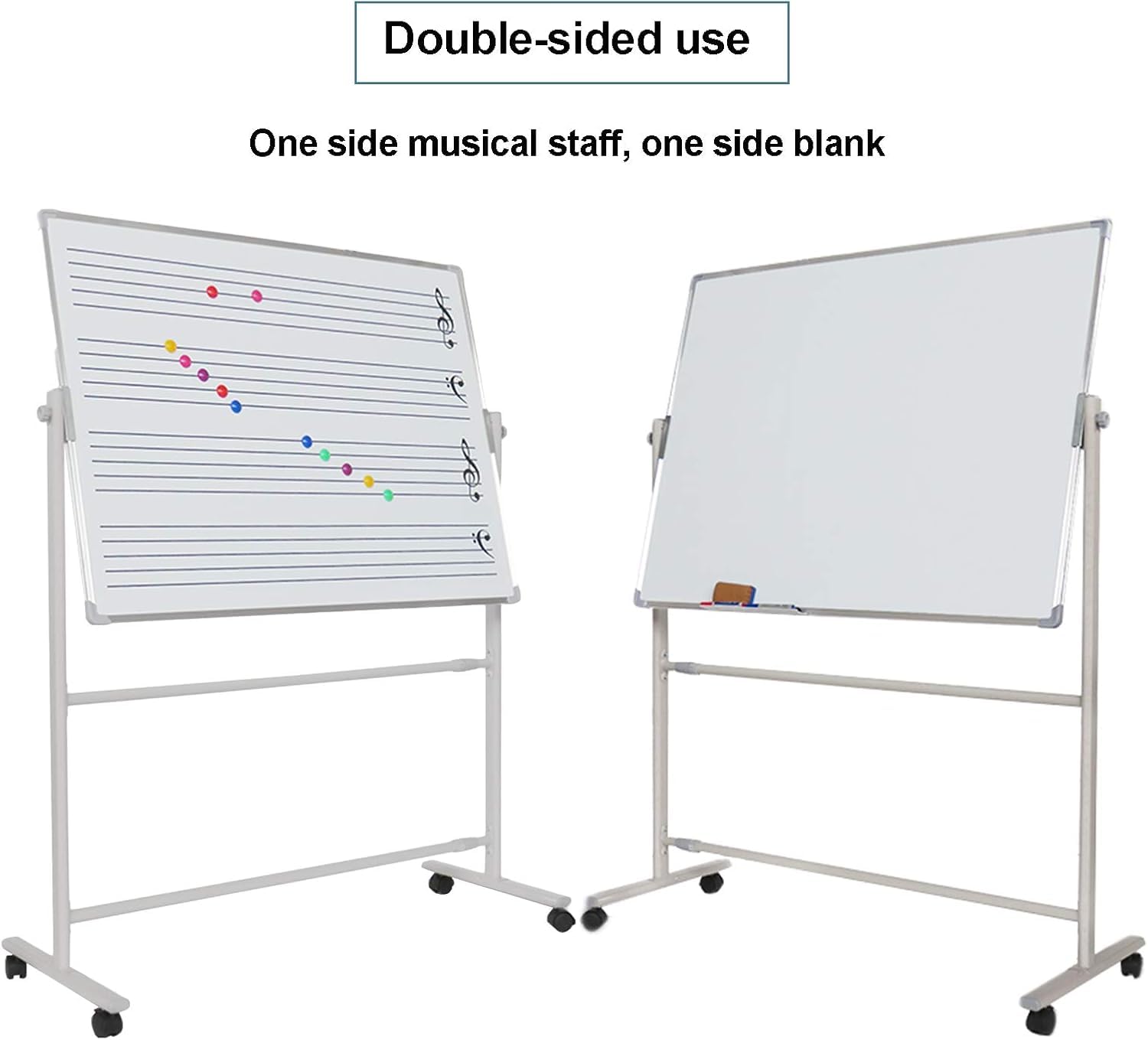 Lot De 2 Tableaux Blancs Double Face Mobiles Pour La Création De Portées Musicales, Lenseignement Et Leffacement À Sec. Angle Et Hauteur Réglables Pour La Maison Et Lécole (dimensions : 90 X 120