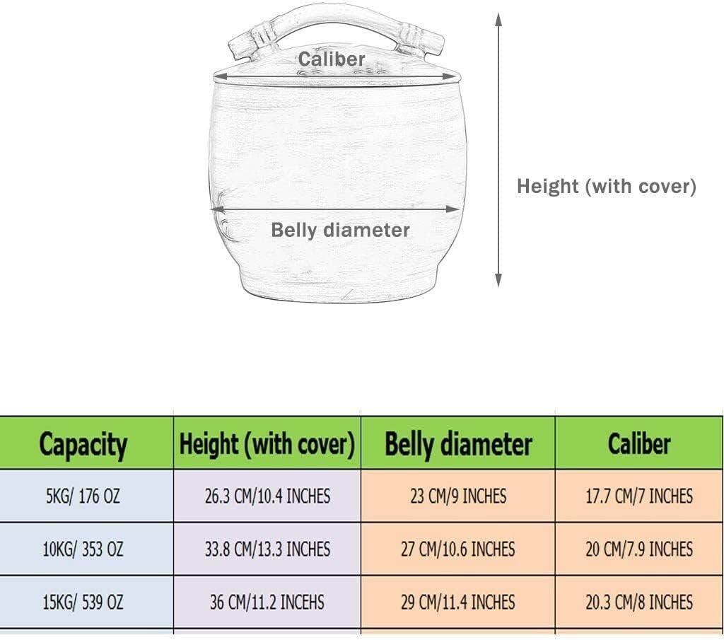Food Storage Containe Rice Storage Containe Food Dispensers Ceramic Rice Bucket with Hand Drawn Large Capacity Sealed Tank with Lid Creative Kitchen Decoration Unique Gift (Size : 5KG)