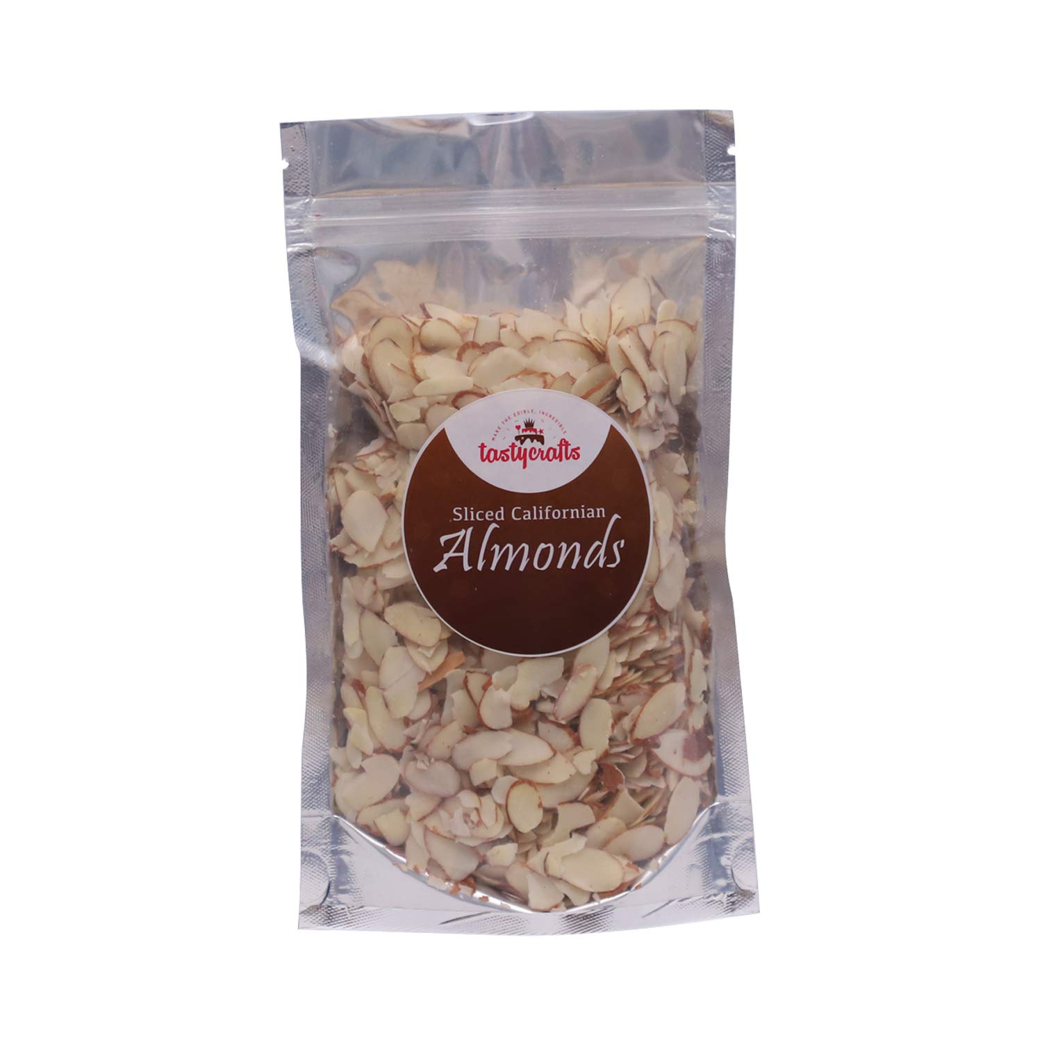 Encrust Ventures Sliced Californian Almonds Chips | Badam | Dry Fruit for Cakes and Sweets Decor | Almond Flakes for Food Garnishing - 100 gm