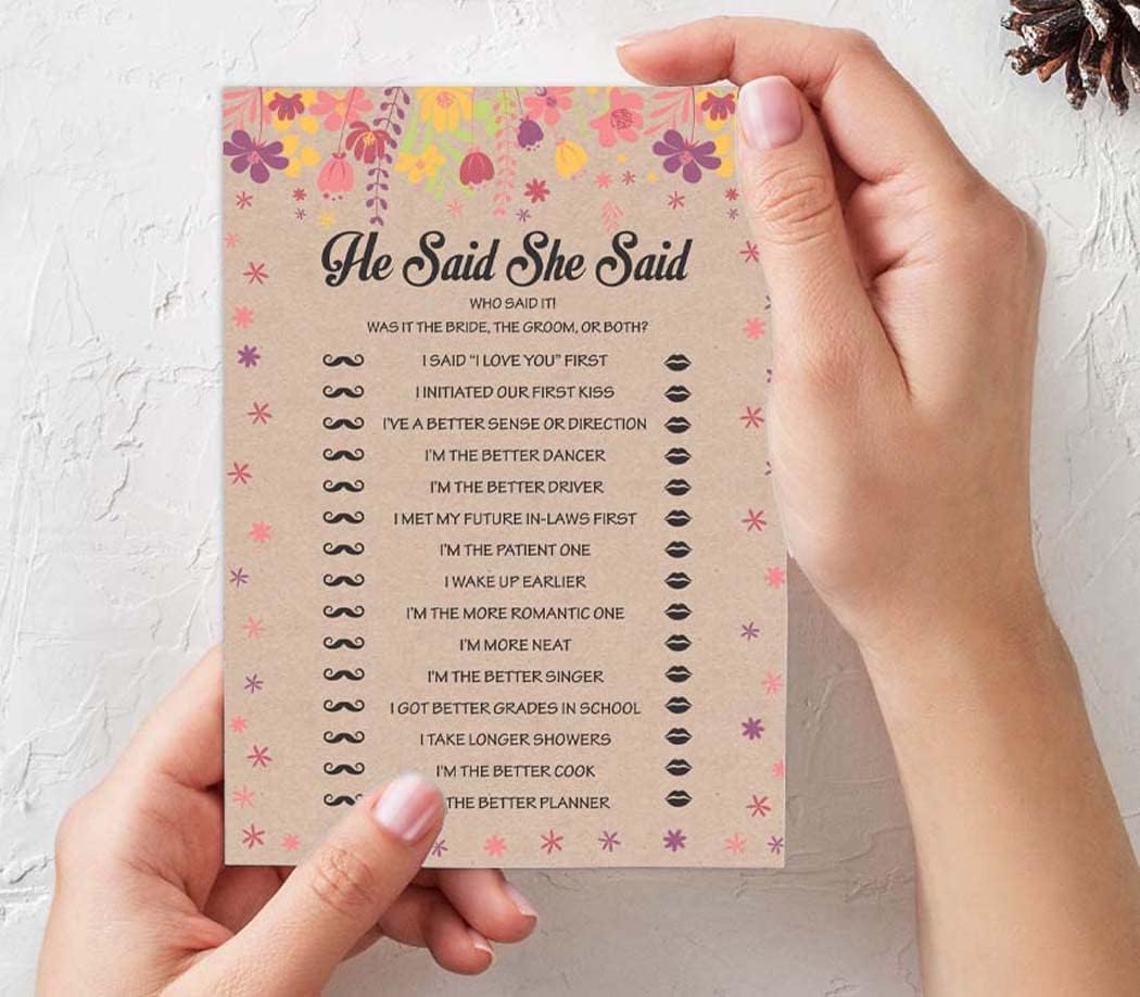 Rustic Kraft Floral Theme Bachelorette Party Games Set Bundle of 5 (Activities for 50 Guests) Fun Bridal Shower Games Set