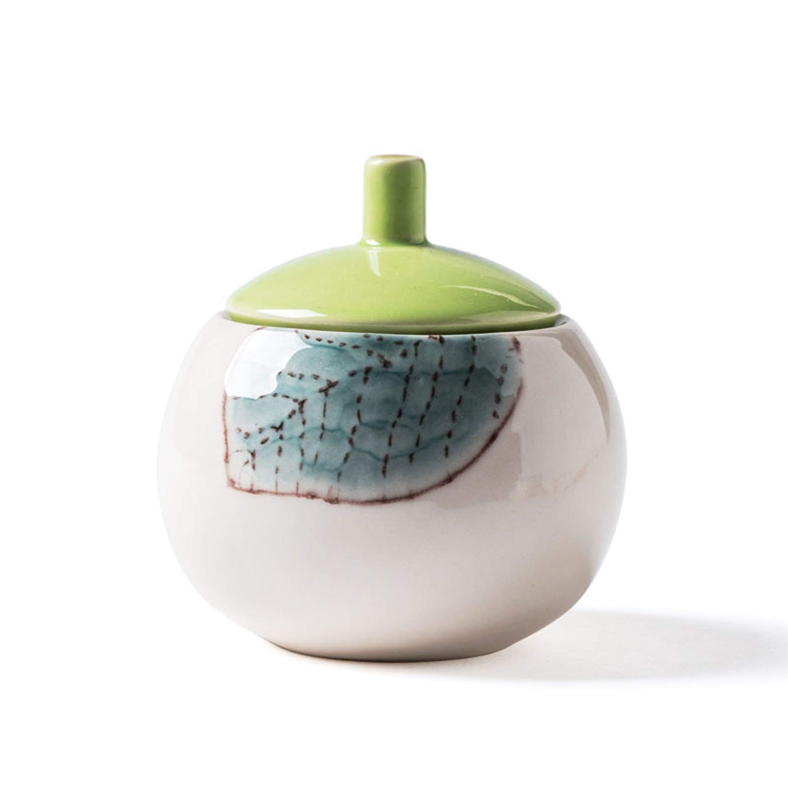 TBLOTYD Sugar Bowl Creative Sugar Bowl with Lid Coffee Cube Sugar Bowl Ceramic Seasoning Pot Storage Pot Hand-Painted Ceramic Sugar Bowl