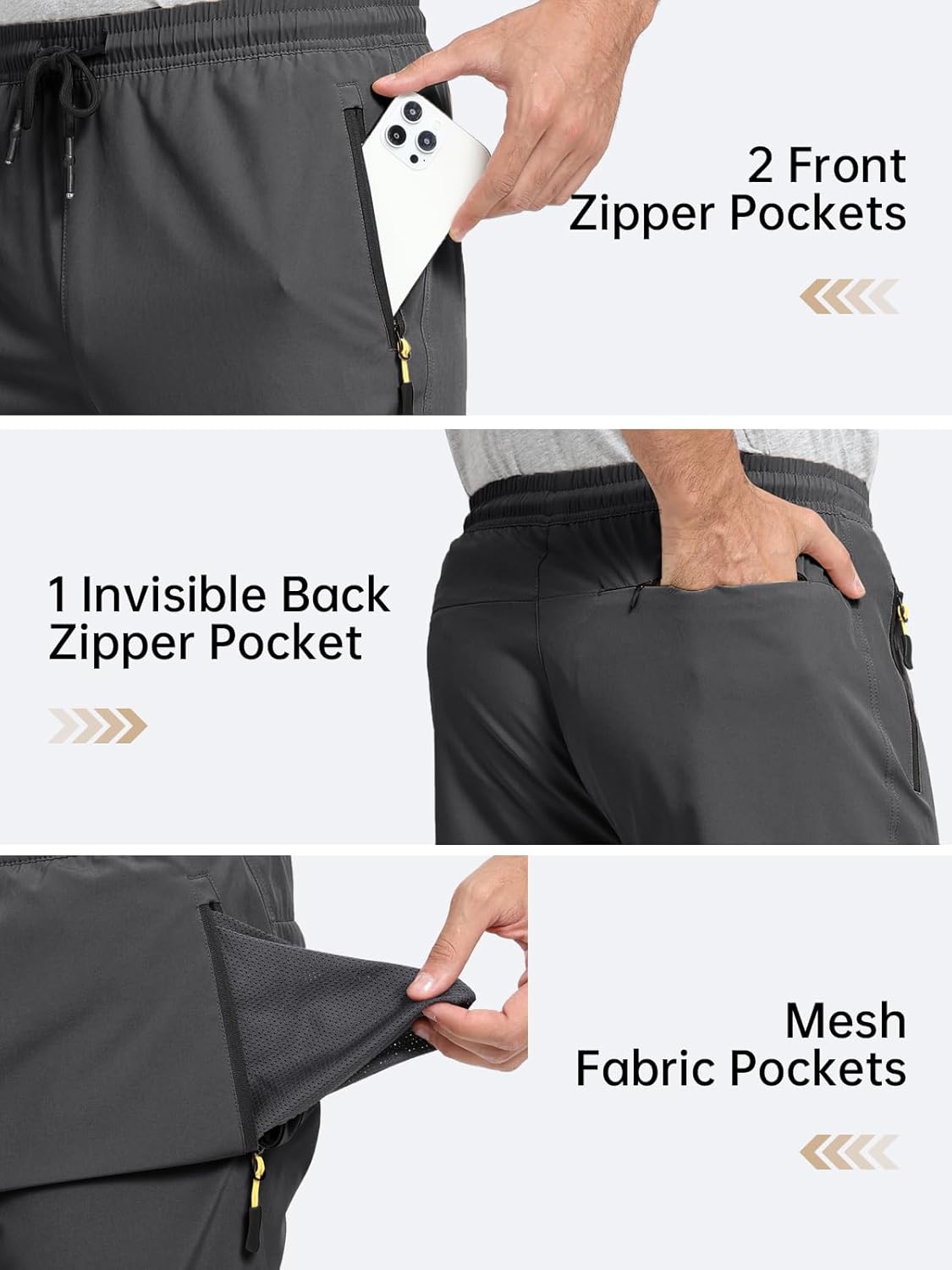 Men's Lightweight Hiking Pants Elastic Waist Water Resistant Quick-Dry Sweatpants for Running Traveling Outdoor Work - Image 5