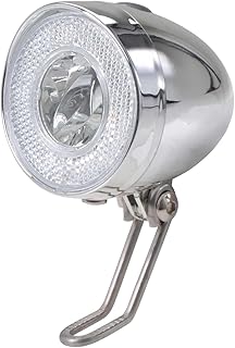 Retro LED Headlight Bicycle Light Front Light with Chrome Look and Battery Operated