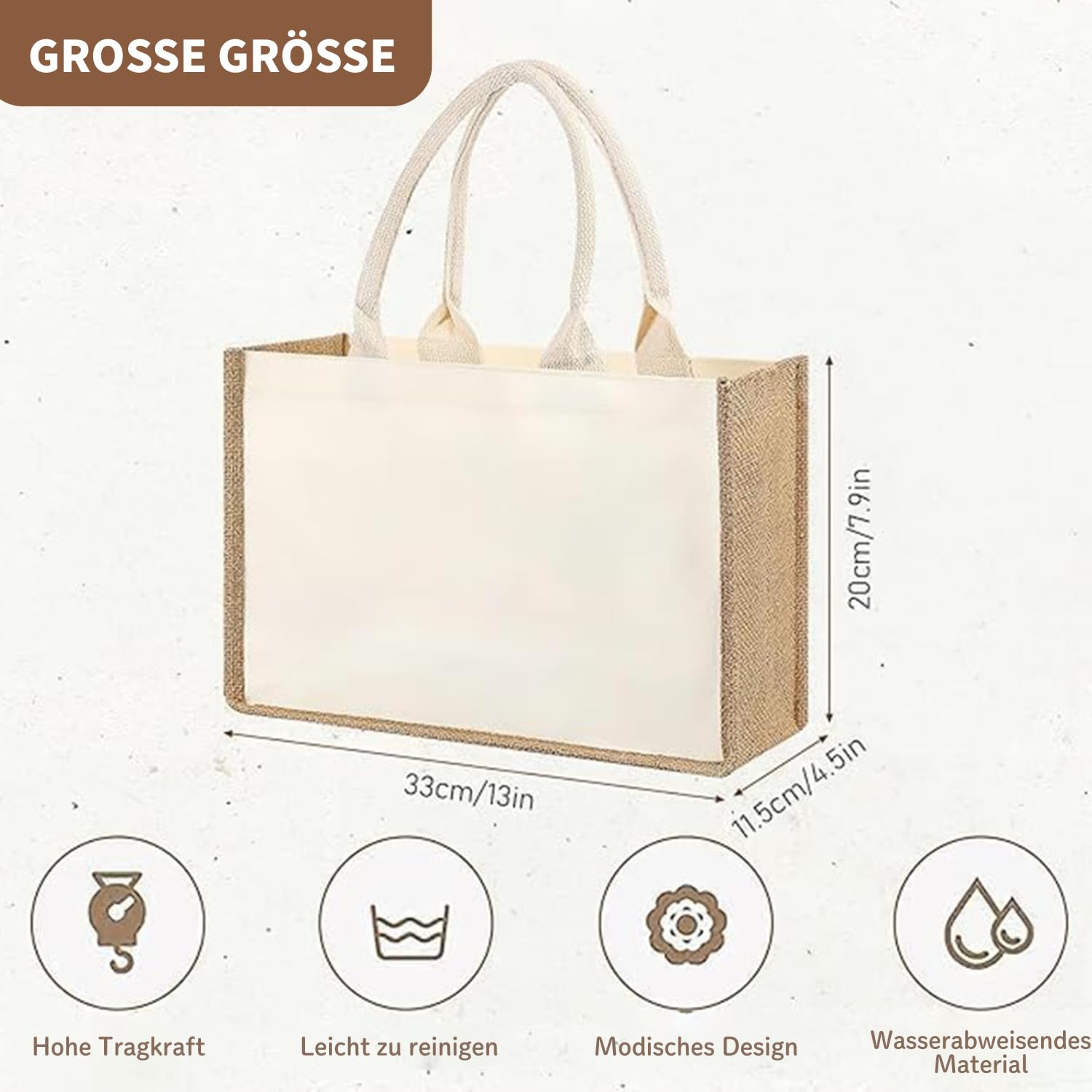 8 bolsas de yute, bolsas de compras de arpillera para mujer, bolsas de regalo para fiestas con asas, bolsa de yute para ir de compras, 33 x 20 x 11,5 cm