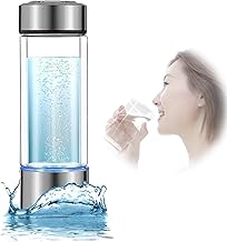 Hydrogen Water Bottle Portable Rechargeable Hydrogen Water Generator Bottle with New SPE and PEM Technology,Rechargeable Glass Hydrogen Water Machine Ionizer Health Cup for Home Travel(450ML)