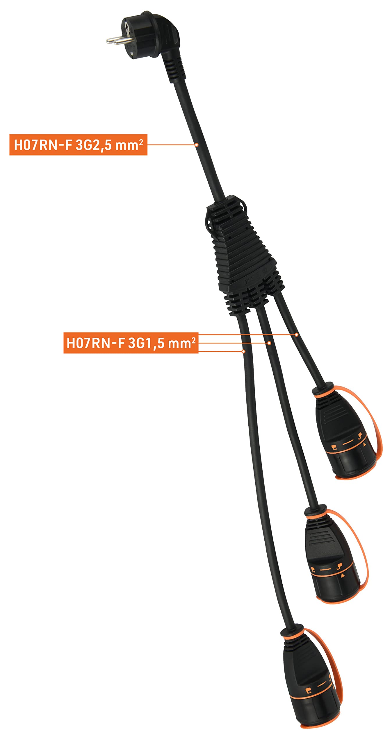 Electraline 01753 Splitter 3 stopcontacten met Electralock uitgerust met een vergrendelingsmechanisme dat het losraken van staal van de stekker voorkomt, IP44, kabel H07RN-F ingang 3G2,5 - uitgang Electraline 01753 Splitter 3 stopcontacten met Electralock uitgerust met een vergrendelingsmechanisme dat het losraken van staal van de stekker voorkomt, IP44, kabel H07RN-F ingang 3G2,5 - uitgang