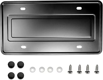Stainless Steel License Plate Durable Car Tag Holder Backing Reinforce Bracket Black
