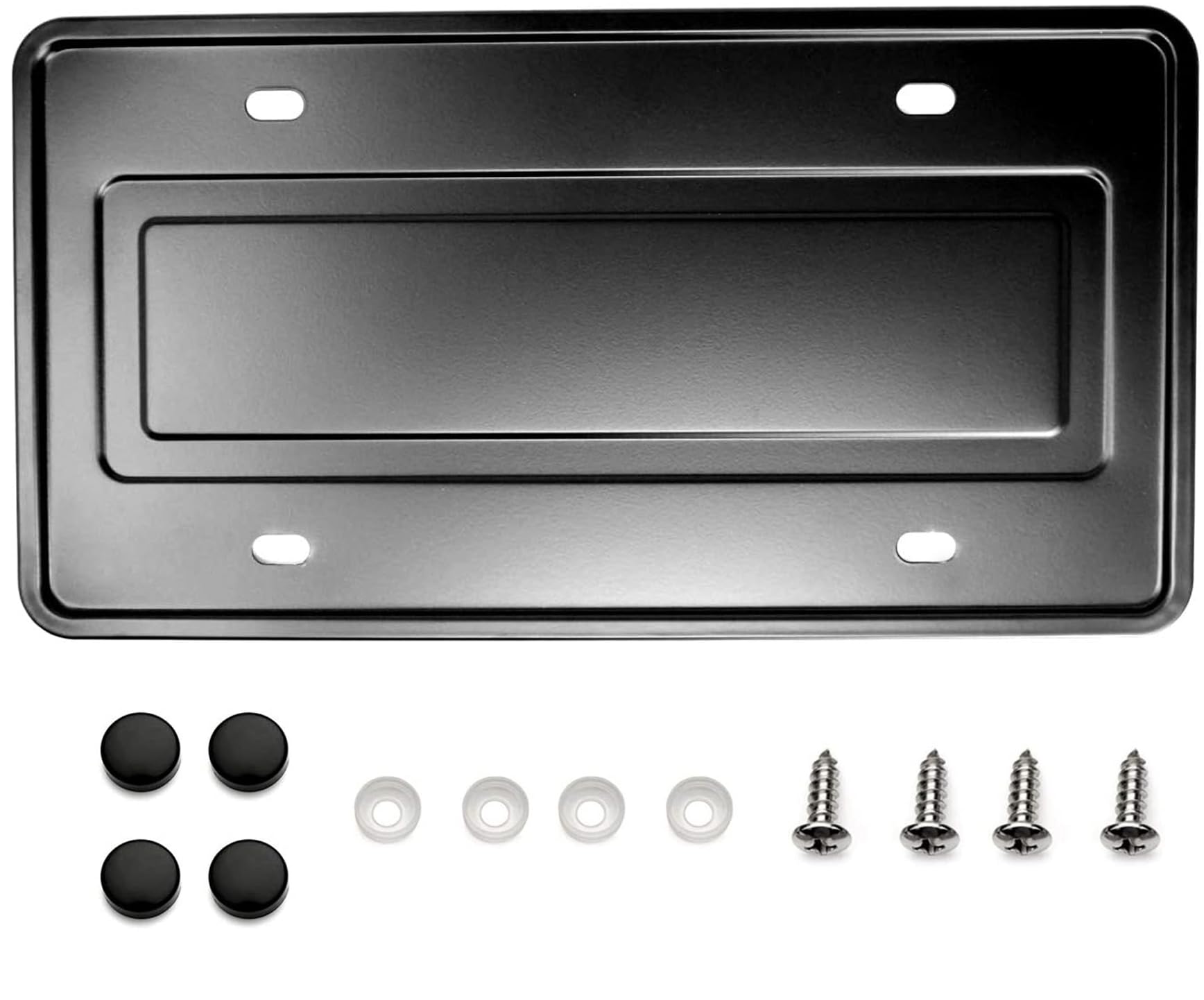 Stainless Steel License Plate Durable Car Tag Holder Backing Reinforce Bracket (Black)