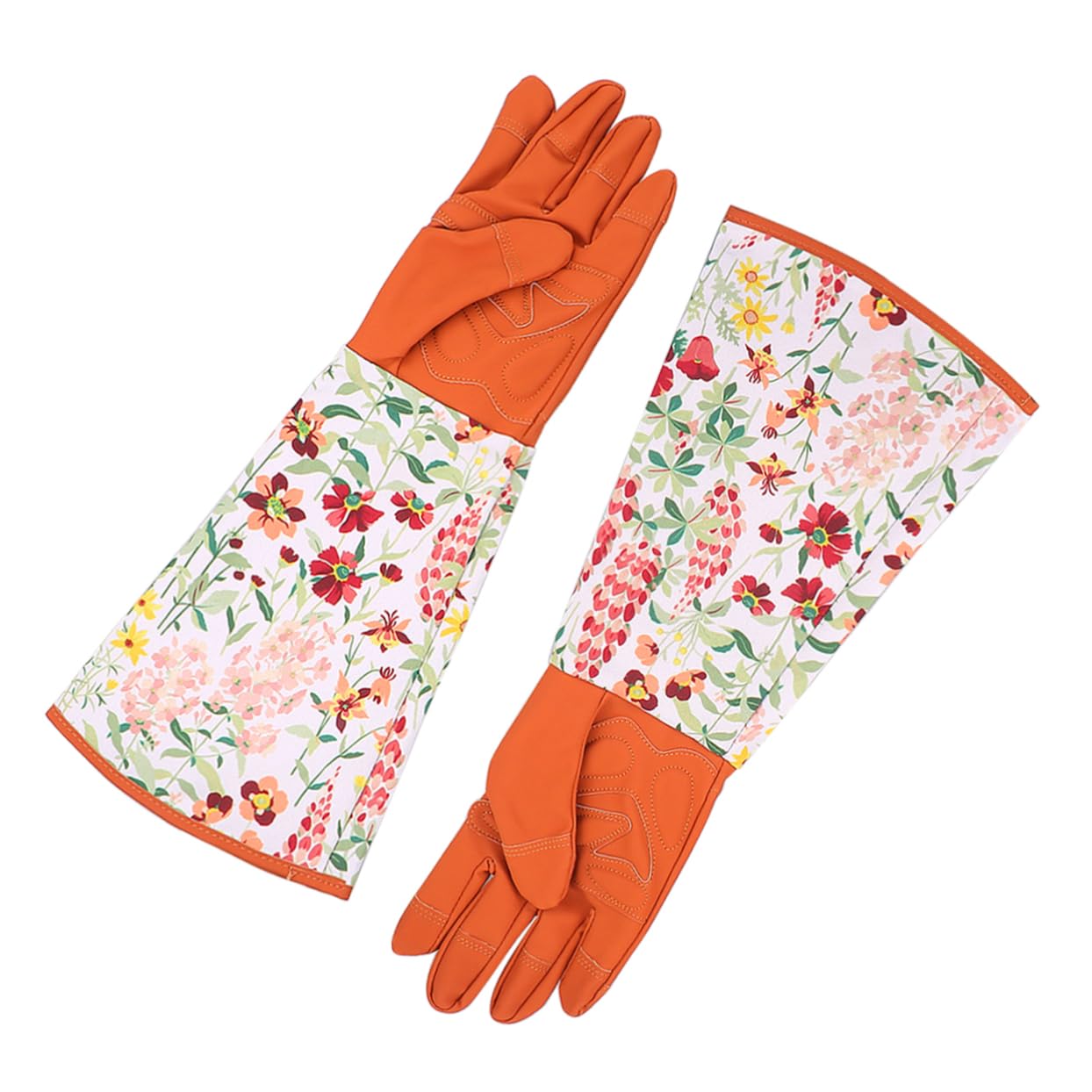 ibasenice 1 Par Guantes de Jardinería con Mangas Largas Guantes Estampados para Protección de Jardín Diseño de Puño Extra Marrón