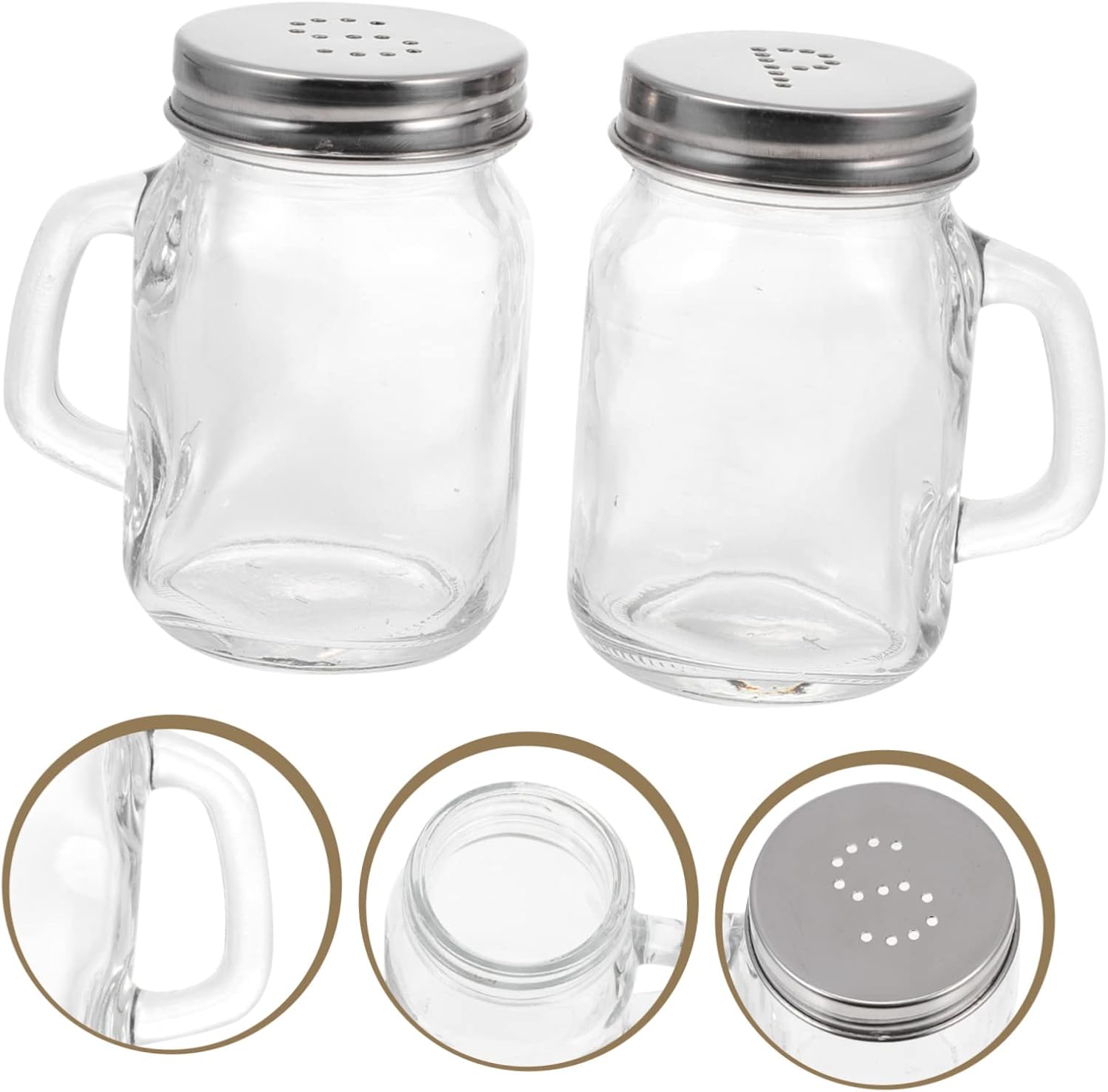 2pcs Mini Glass Pepper Shakers Salt Spice Storage Bottles for Bbq Kitchen