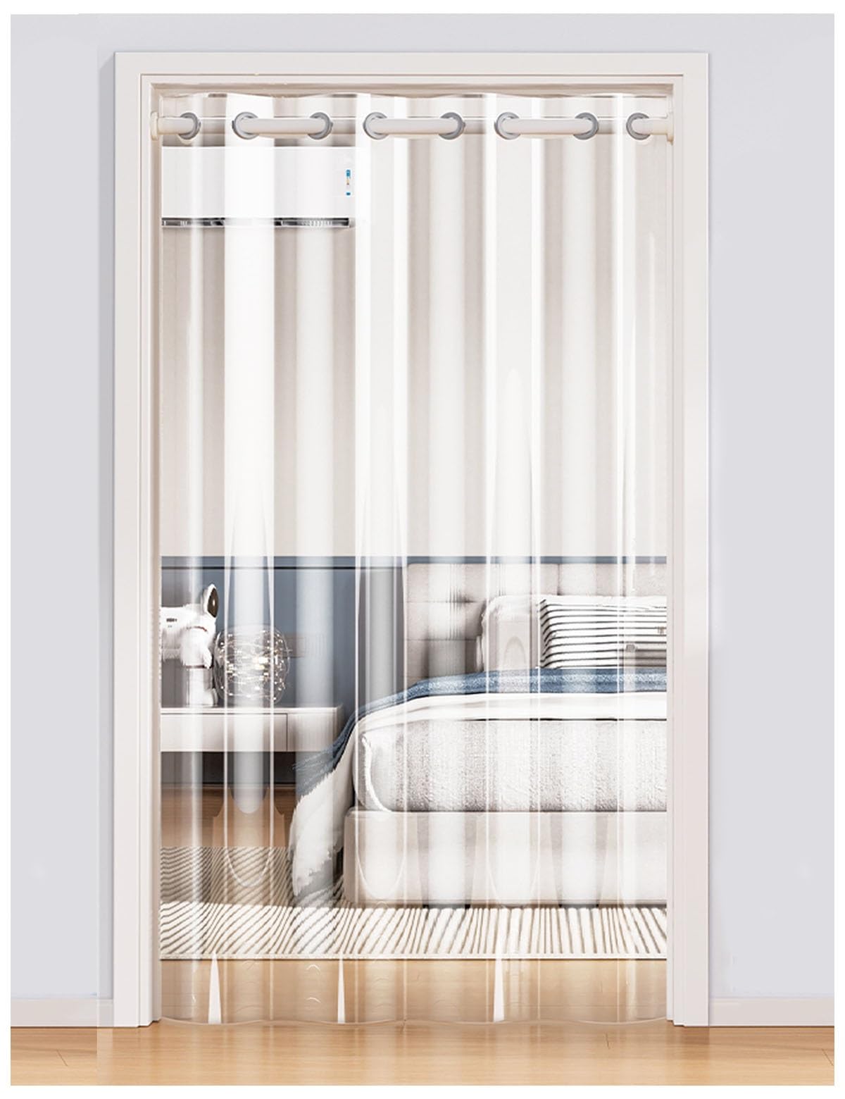Tende Termiche Isolanti per Interni, Tenda Termica Isolante Freddo e Caldo PVC Trasparente, Tenda per Porta Ingresso con Asta Telescopica, Porta Inverno Impermeabile