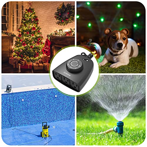 G-Homa 24-Hour Outdoor Light Timer For Electrical Outlet, 3 Grounded Timer Switch, Photoelectric Countdown Plug In Timer With 2, 4, 6 Or 8 Hours Mode, Dusk To Dawn Sensor, Heavy Duty, Waterproof #TOP5
