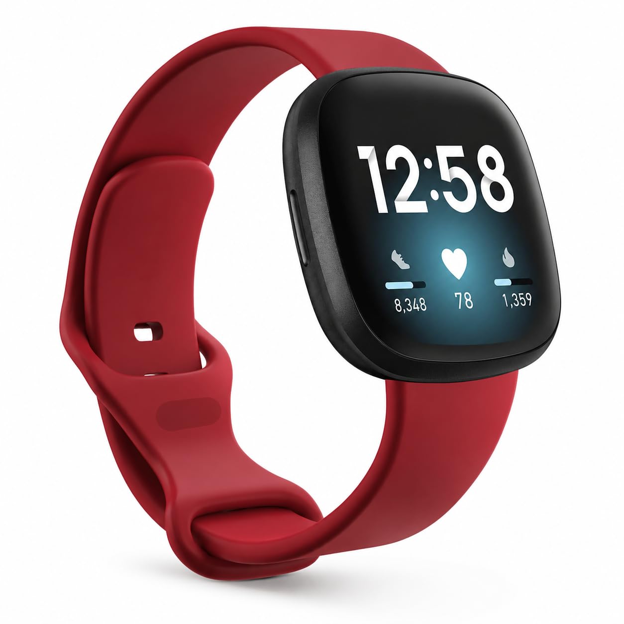 TopPerfekt Strap Compatible with Fitbit Versa 4 Women Men (S-Dark Red)