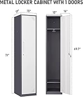 Vista 3 de MIIIKO Armario de metal para empleados, armario de gimnasio con llaves, armario de almacenamiento de metal con 1 puerta para escuela, dormitorio