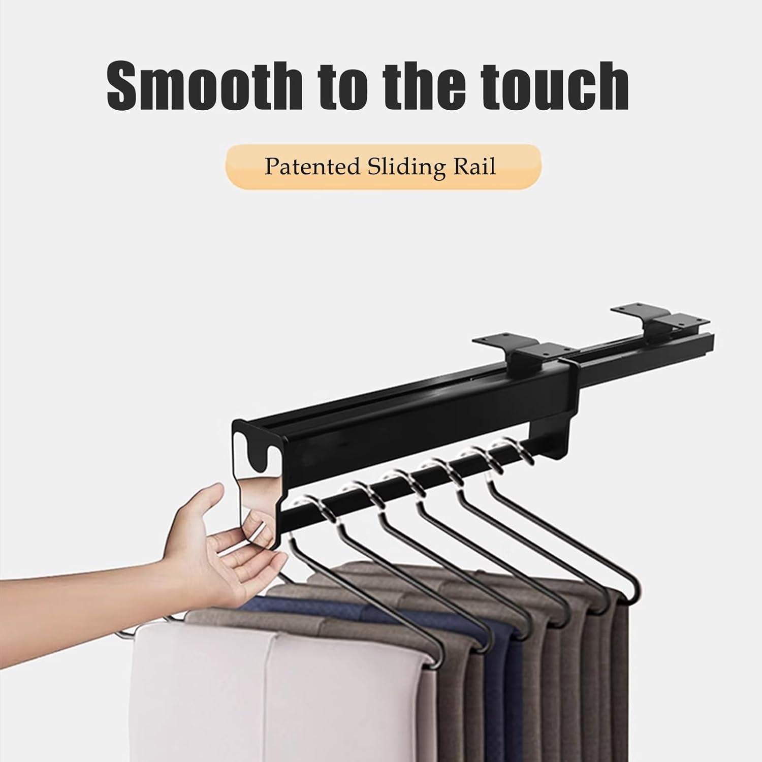 Closet Clothes Hanger Rail Pull-Out Closet Rod,for Closet for Space Saving and Storage Maximum(Black,35)