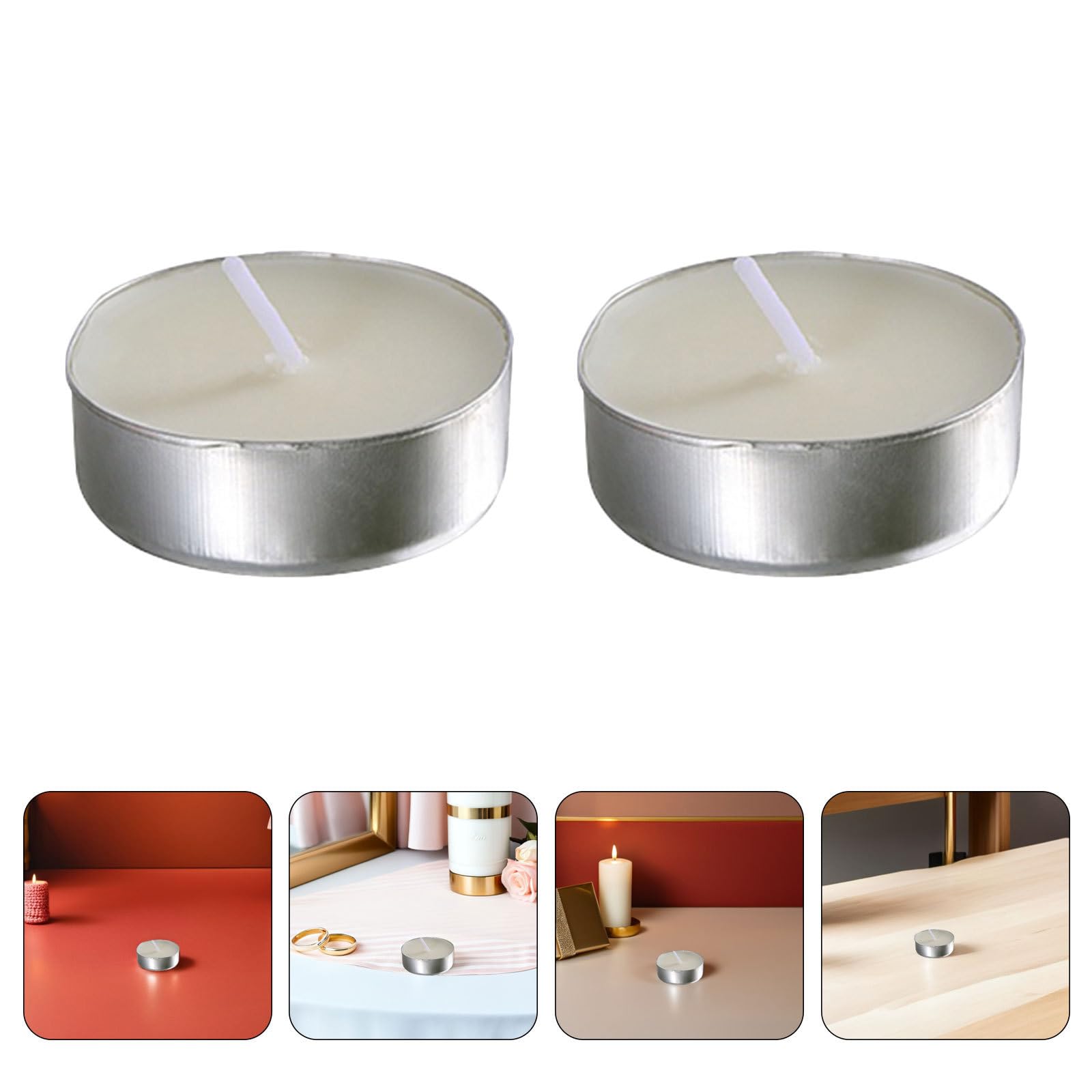 Operitacx 150 Unidades Velas de Té sin Humo para Bodas y Cenas, Hechas de Parafina Funda de Aluminio, Decoración Versátil para Ambiente Elegante y Romántico