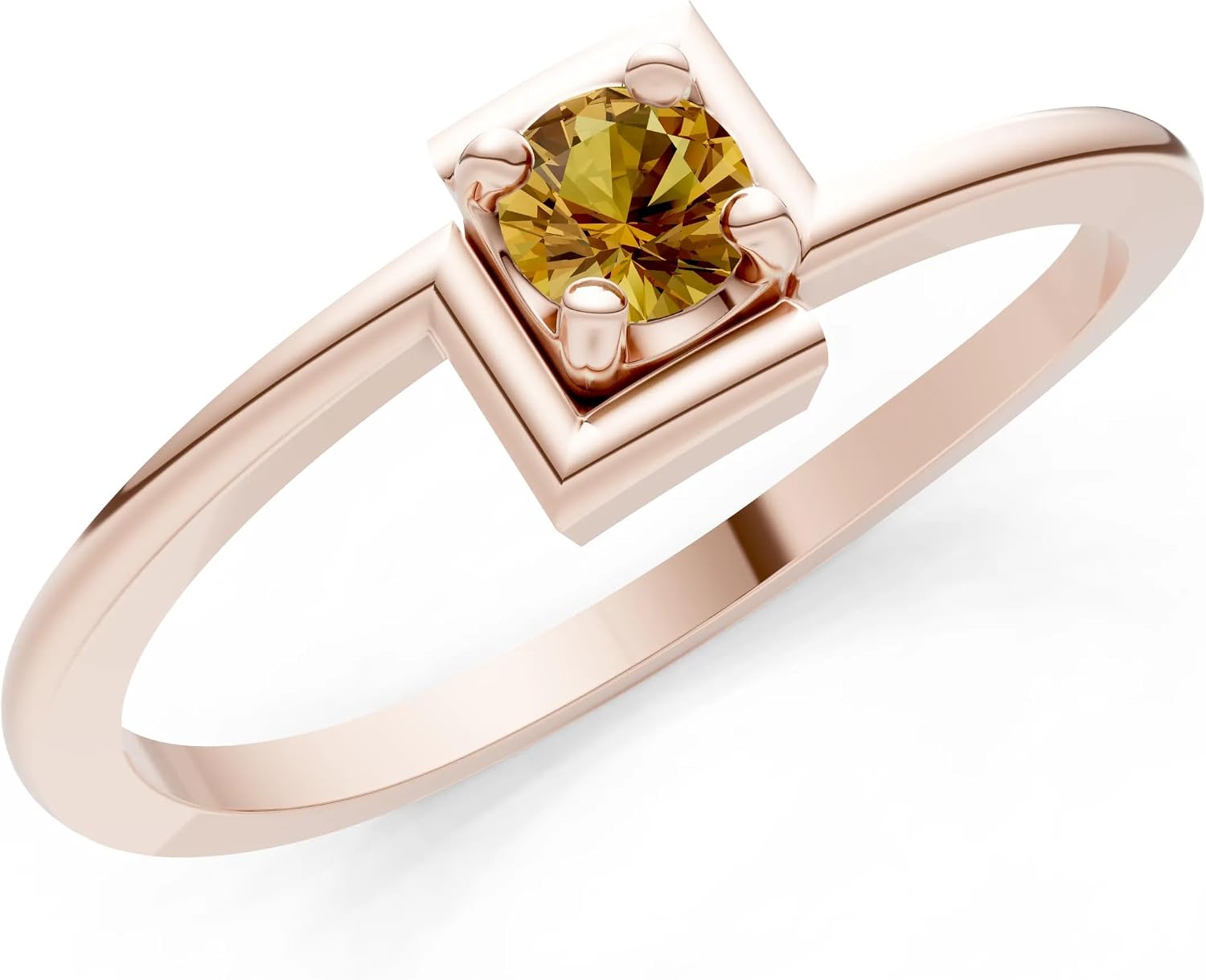 PEORA Round Cut Citrine Stackable Band Available in Solid 10K, 14K or 18K Ring – White, Yellow or Rose Gold