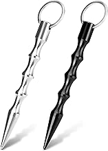 Pack of 2 Self-Defence Women, Kubotan Self-Defense, Self-Defence Weapons Legal, Key Chain Defence Weapons for Women, Small Weapons (Black, Silver), black