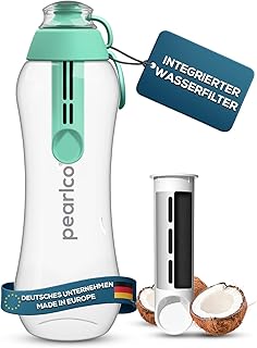 PearlCo - Trinkflasche SOFT mit Filter 0,5 Liter (mint) | Wasserflasche BPA-Frei | Schule, Sport, Wasser, Unterwegs