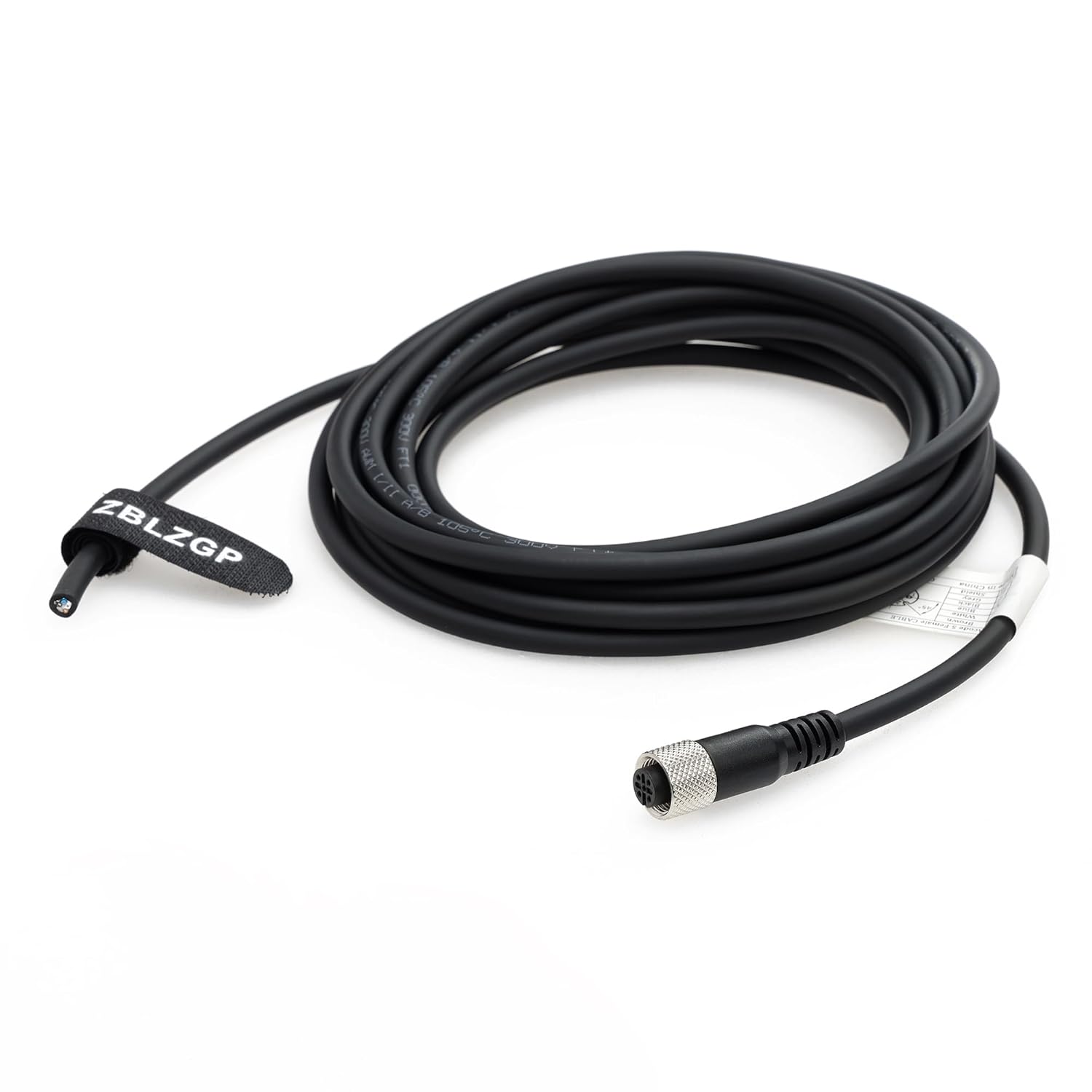 M12 5-Pin A-Coded Female to Wire Cable, Tinned Copper Conductors, Oil-Resistant PVC Jacket, for Automotive Manufacturing Plants 25M