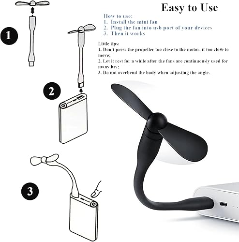 Miniatura 4 de Soseelnee Mini ventilador USB, ventilador de bolsillo portátil alimentado por USB-A, enfriador pequeño, funcionamiento silencioso, para oficina en