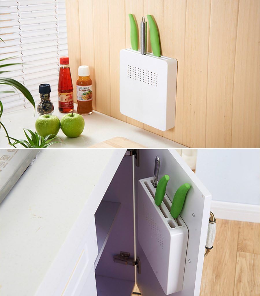 Vpang Plastic Kitchen Knife Storage Block Wall Mounted Knife Holder Storage Rack Shelf 4 Slot