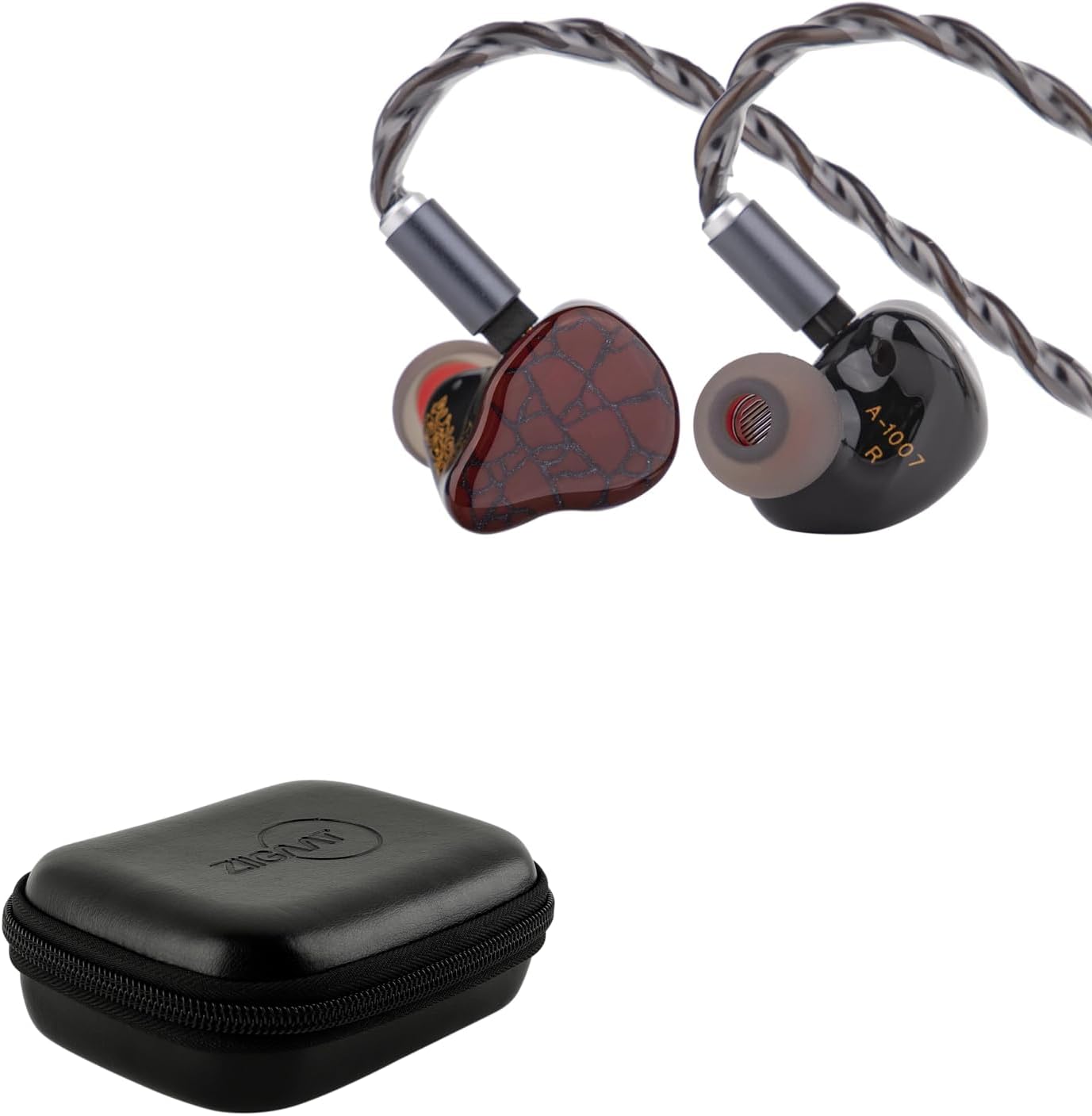 Linsoul Punch Audio Martilo in Ear Monitor, 1 Planar + 2BA + 2DD Hybrid Driver + ZiiGaat PELLEPOD Leather Earbud Case