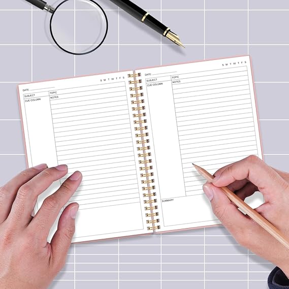 Yaridar A5 Cornell Notes Notebook - College Spiral Cornell Notebooks for Note Taking, Subject College Ruled Notebook Steno Pads for Office/School/Home, 5.8 x 8.5, Pink