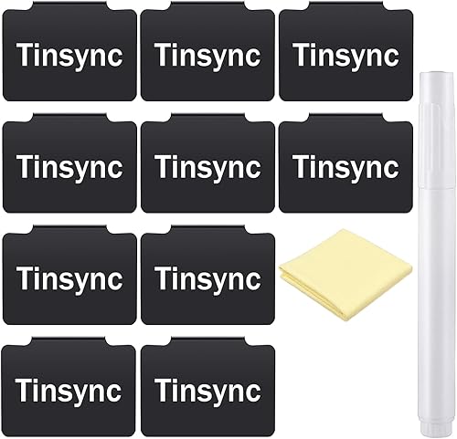 Tinsync Juego de etiquetas para cestas, etiquetas de PVC con clip, etiquetas de cesta de despensa para contenedores de almacenamiento, cubos de tela