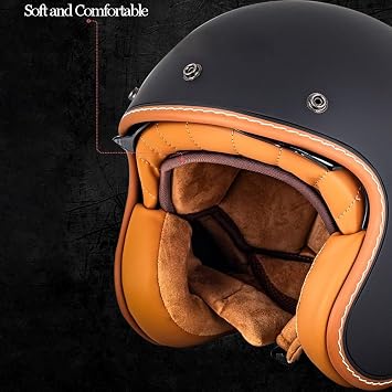 Open Face Motorcycle Helmet with Inner Goggles and Sun Visor, Road Legal ECE Approved Scooter Crash Half Jet Motorbike Helmets for Chopper Moped Scooters Bike Helmet Men