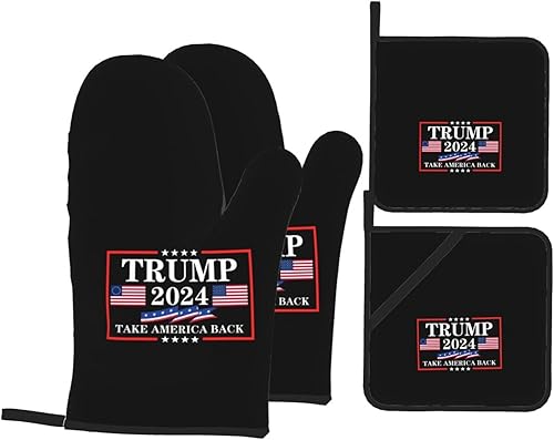 Trump 2024 - Manoplas de horno resistentes al calor, juego de 4 piezas para hornear