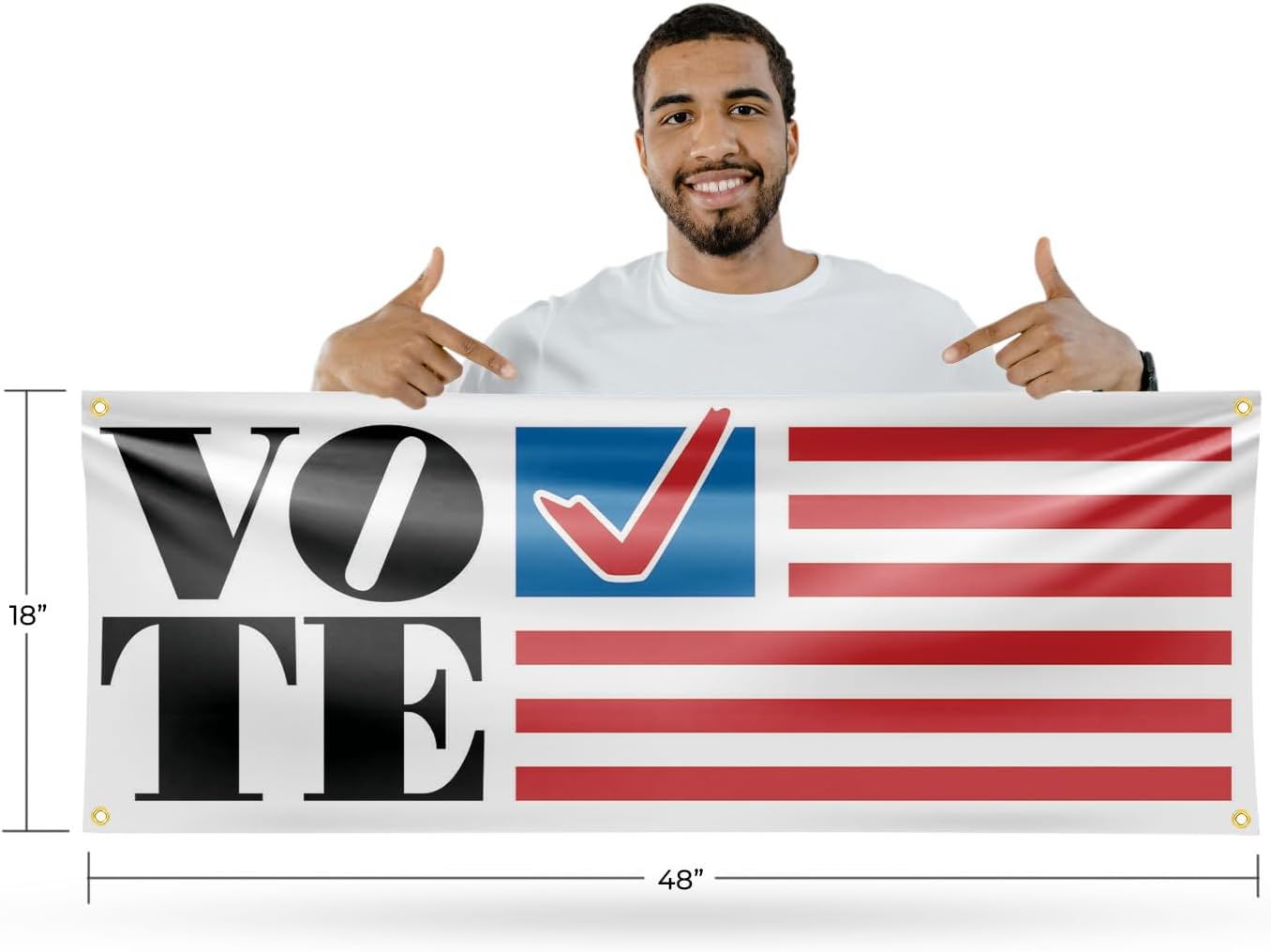 Vote Banner Sign 18 Inch x 48 Inch | 13 oz Vinyl with Metal Grommets | Heavy-Duty Single-Sided Outdoor Durable Printed High-Quality Weatherproof | Made in the USA