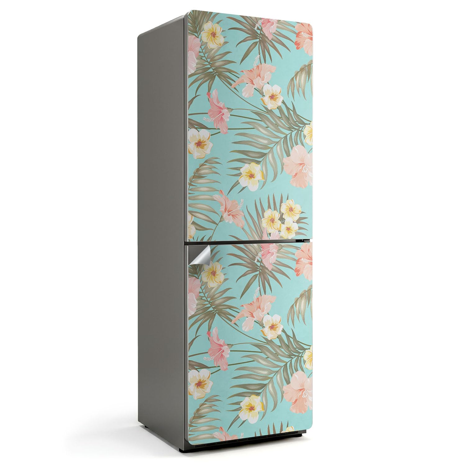 Autocollant pour réfrigérateur 60x180 cm cuisine à motif fleurs tropicales