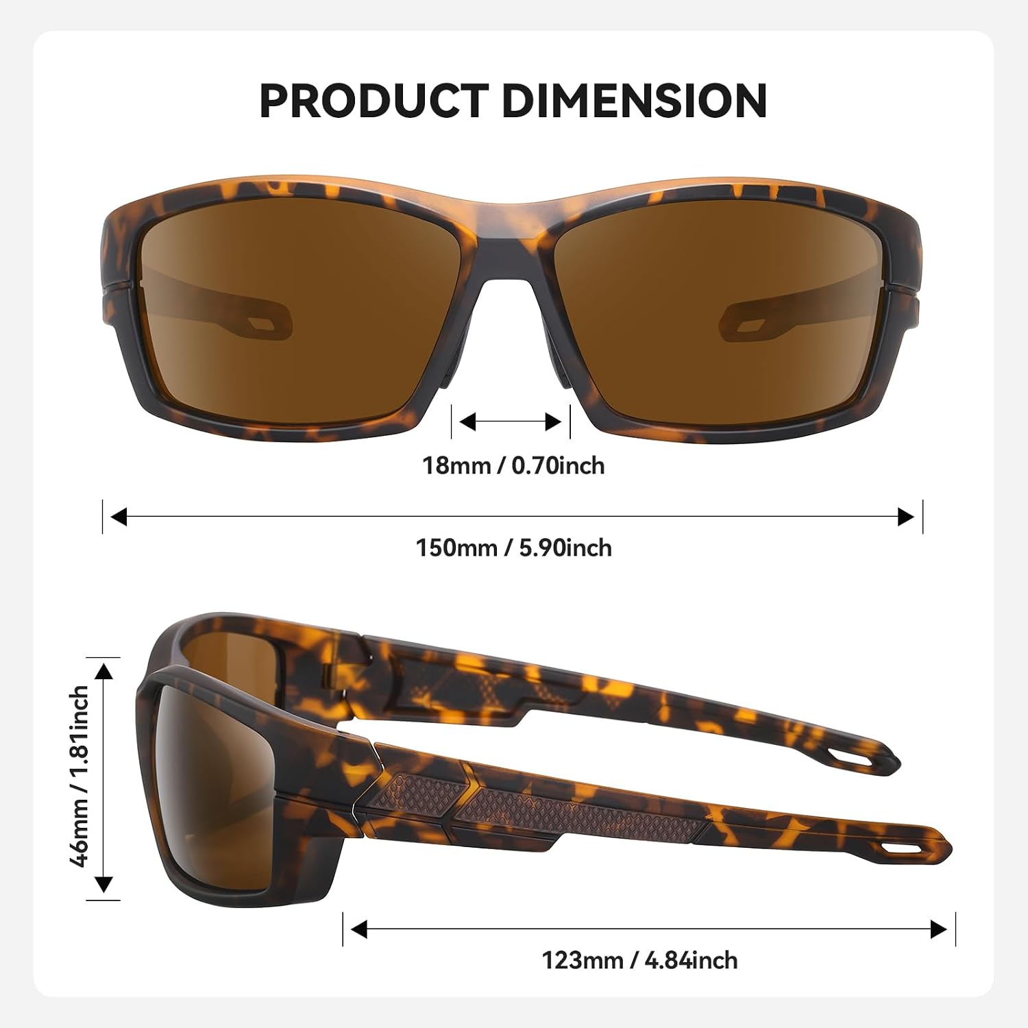 Polarized Sports Sunglasses for Men Women – TR90 Frame, Wrap Around UV400 Lenses for Running Fishing Cycling